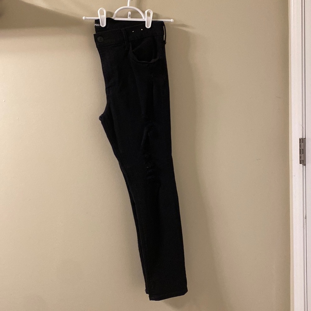 Express mid rise leggings - black, distressed